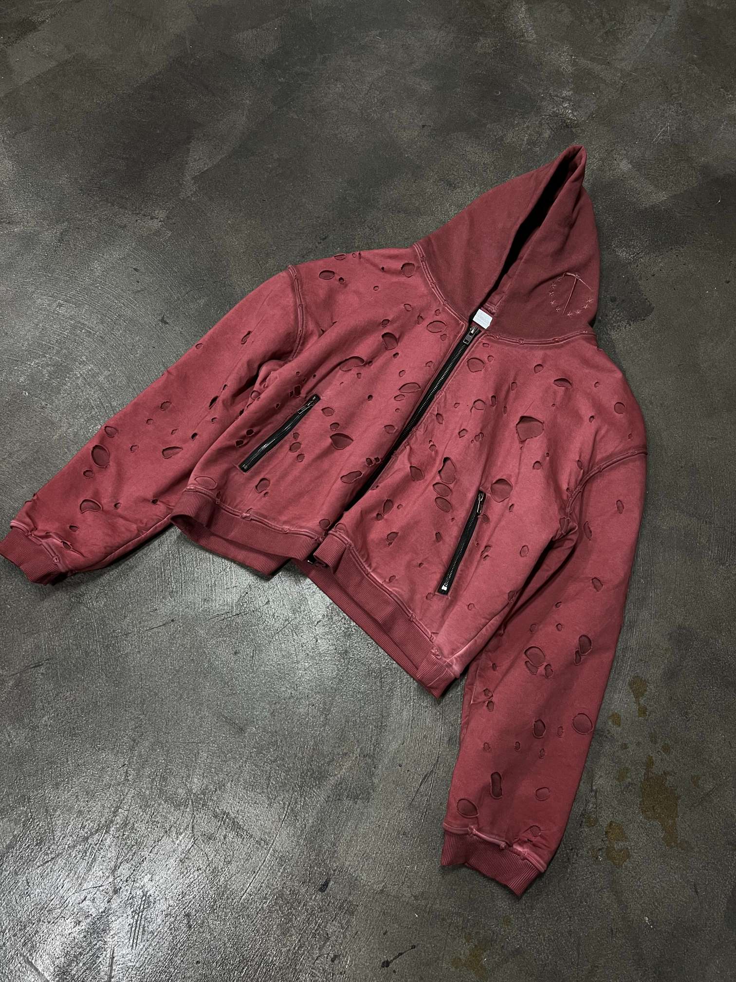 Distressed with Punch Holes Vintage Wizard Hat Short and Wide Hoodie - PSYLOS 1, Distressed with Punch Holes Vintage Wizard Hat Short and Wide Hoodie, Jacket, TecNineGroup, PSYLOS 1